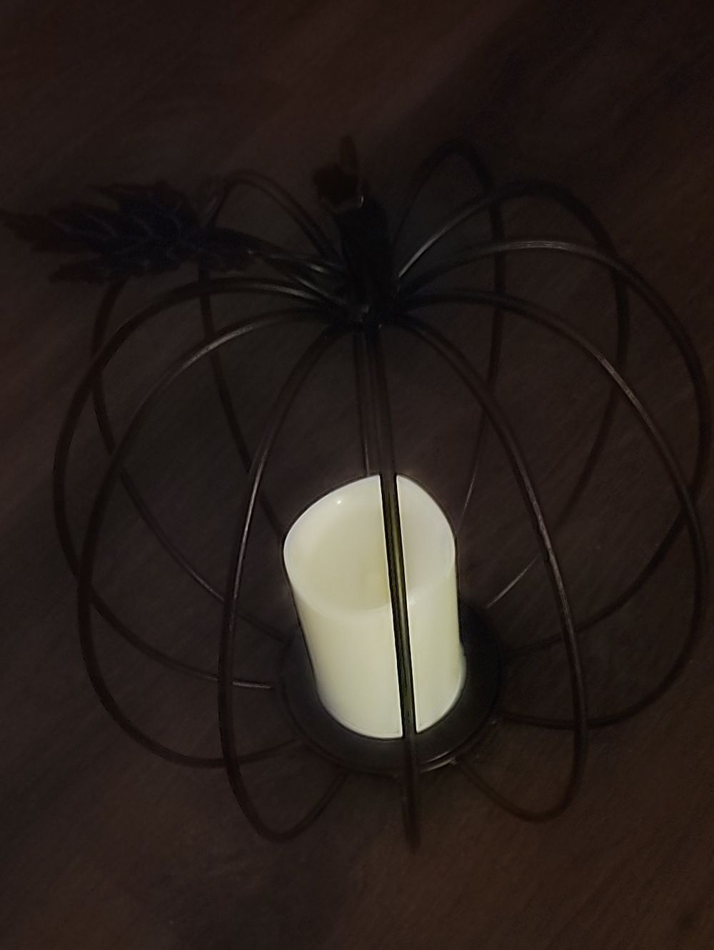 Rustic Black Metal Pumpkin Candle Lantern